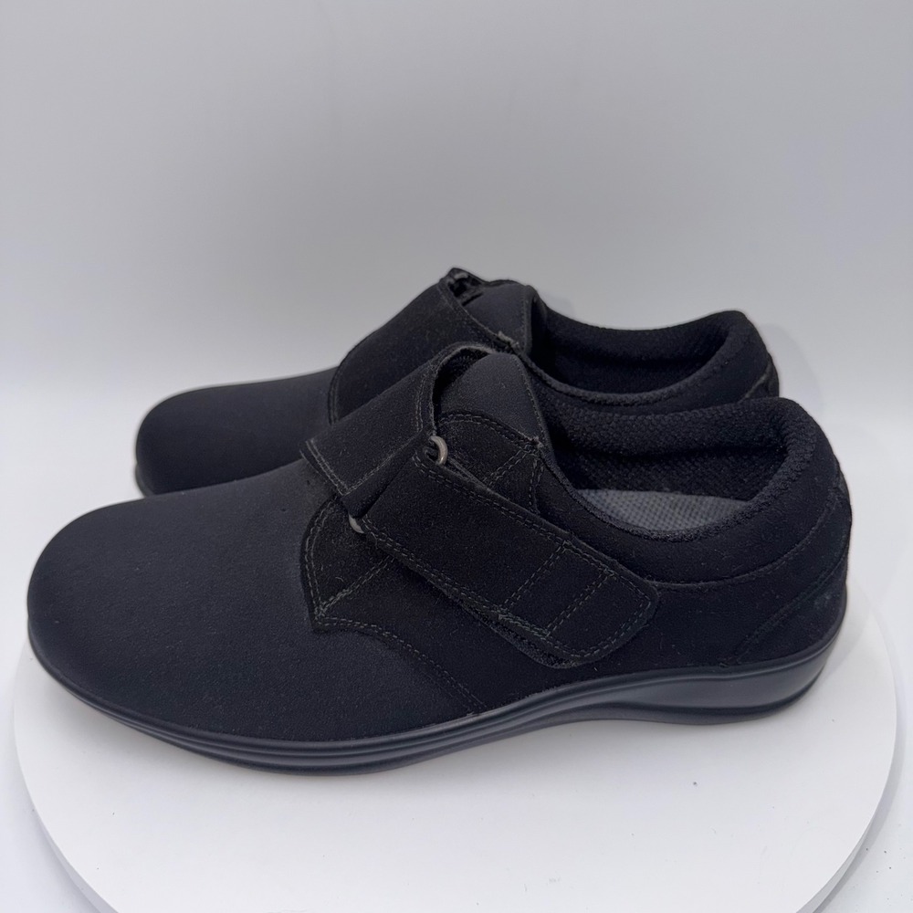 Orthofeet 825 Wichita Womens Black Walking Shoes Wide 9 D Hook Loop Comfort